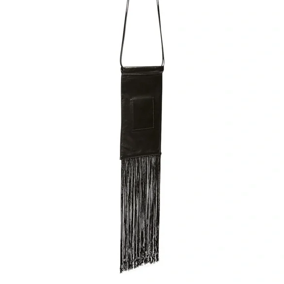 Jil Sander Designer Black Leather Tassle Fringe Unique Smooth Bag Handbag Should - Picture 5 of 16